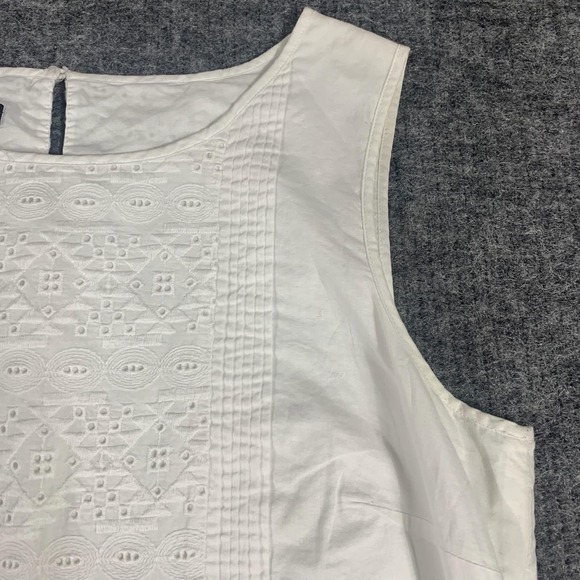 Talbots Blouse Womens 8 White Cotton Sleeveless Eyelet Embroidered Lined Top - Picture 5 of 12